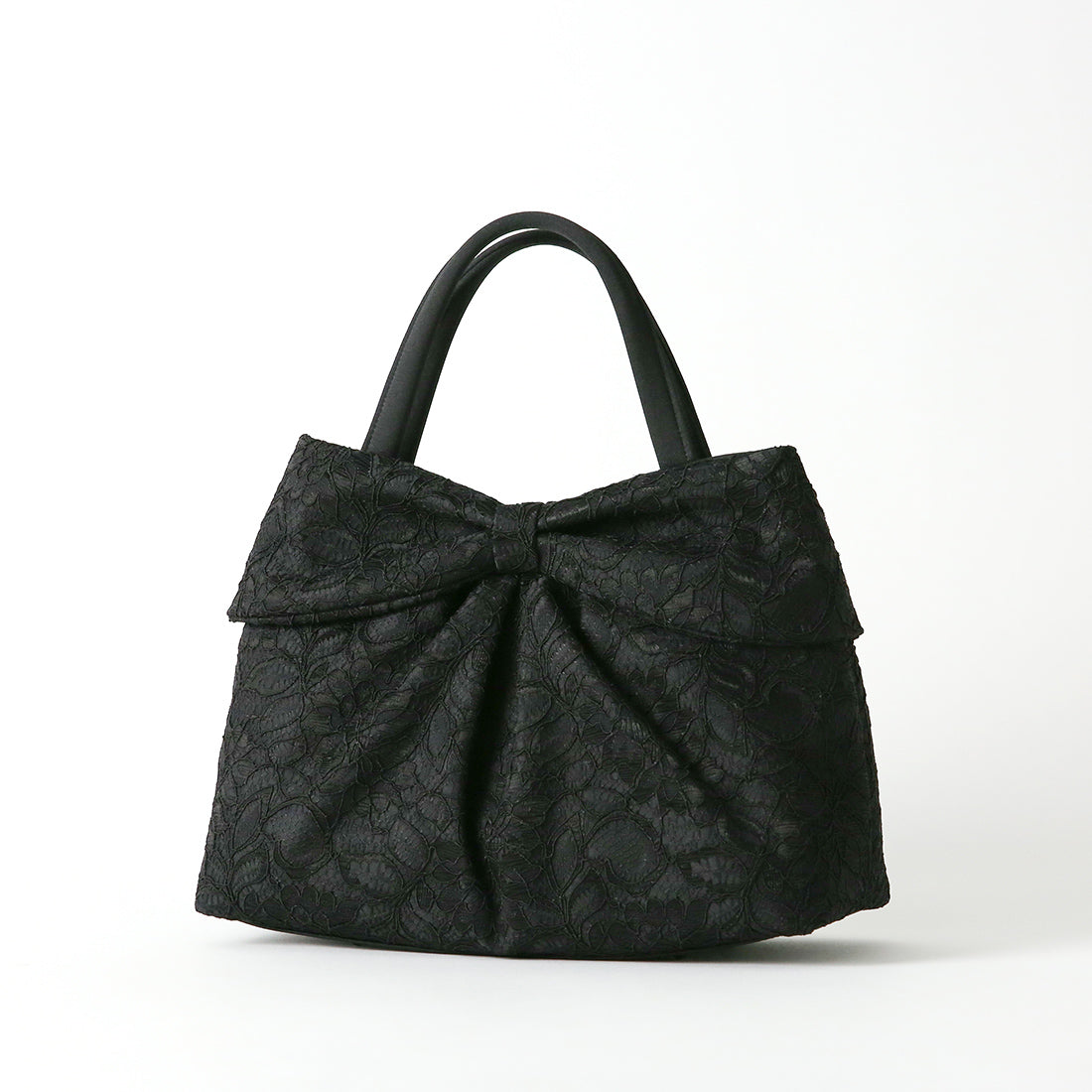 Cord Lace Bag with Ribbon Motif (Black)