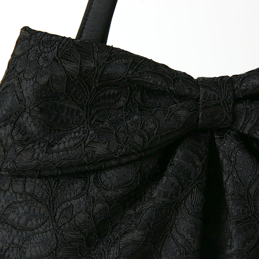 Cord Lace Bag with Ribbon Motif (Black)