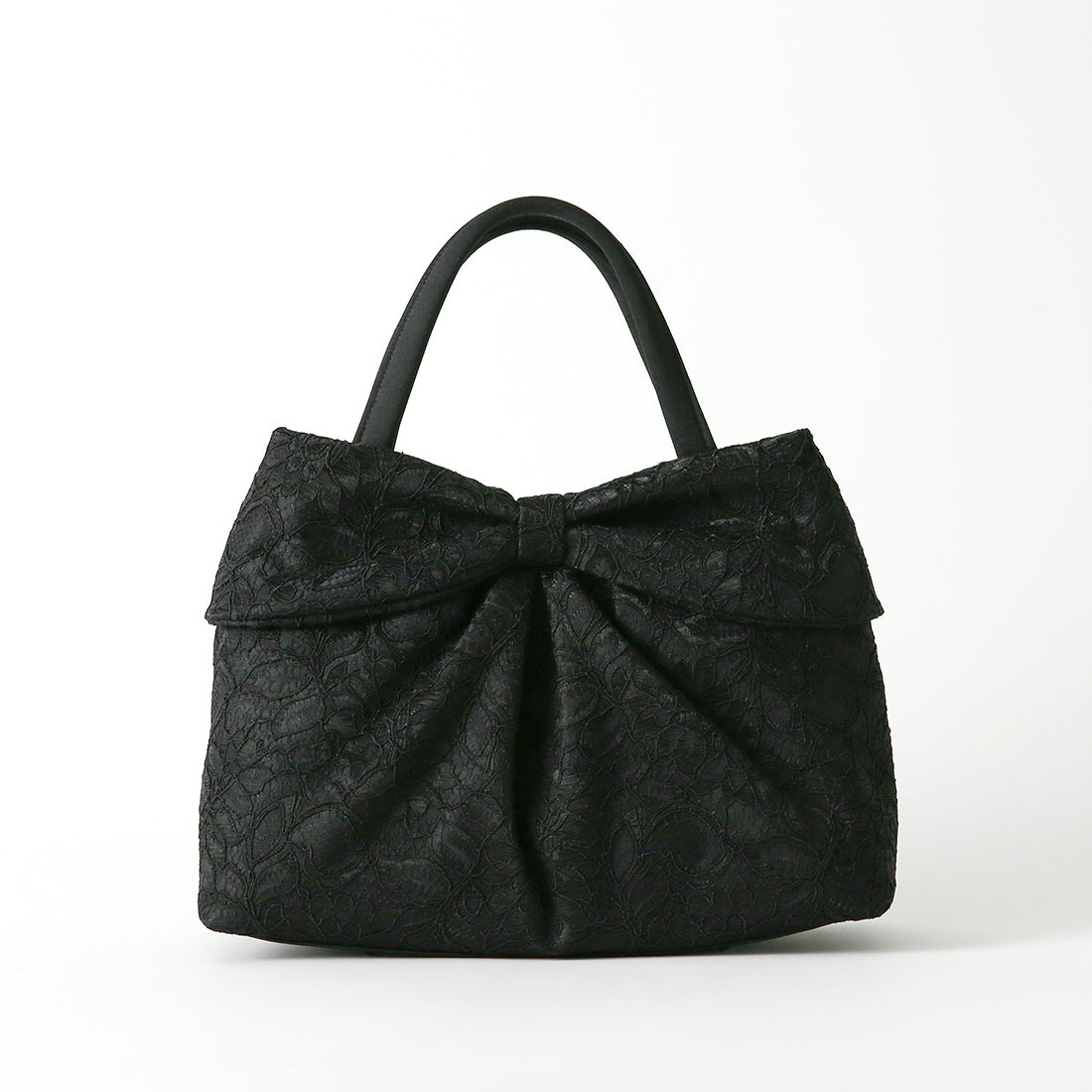 Cord Lace Bag with Ribbon Motif (Black)
