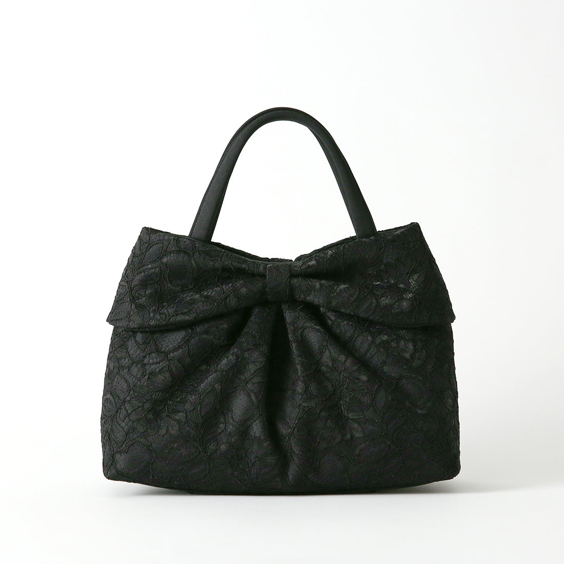 Cord Lace Bag with Ribbon Motif (Black)