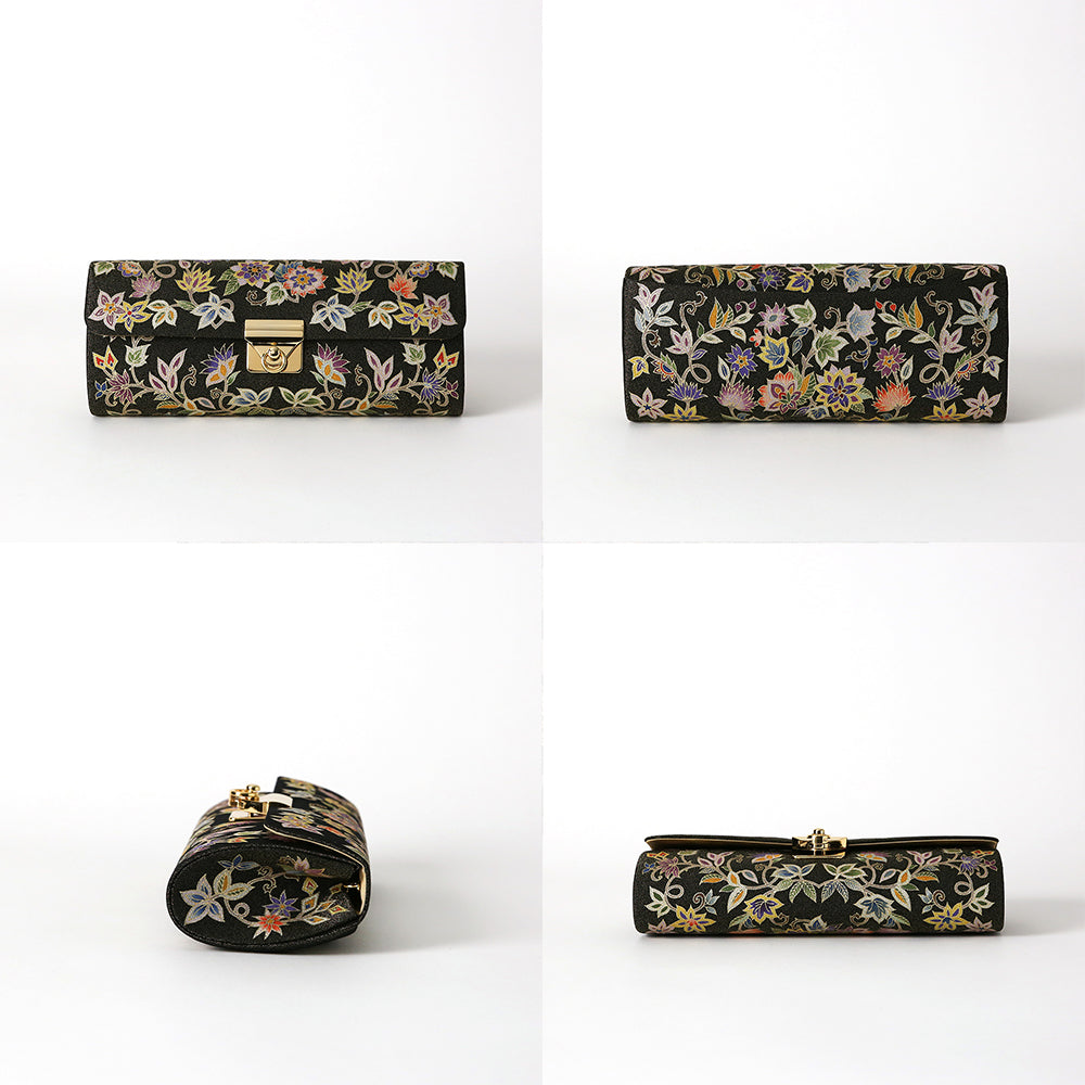 手描き友禅 ボタニカル更紗クラッチバッグ