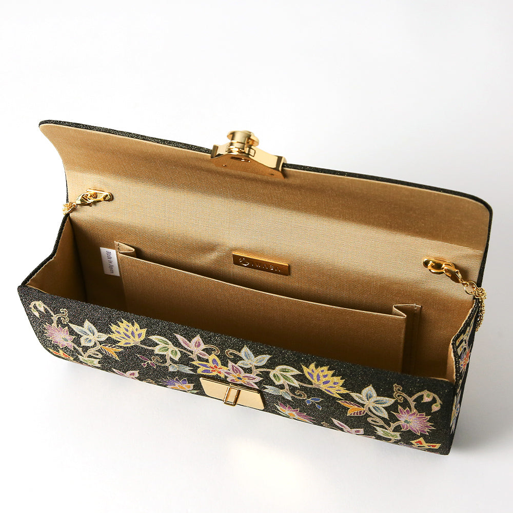 手描き友禅 ボタニカル更紗クラッチバッグ
