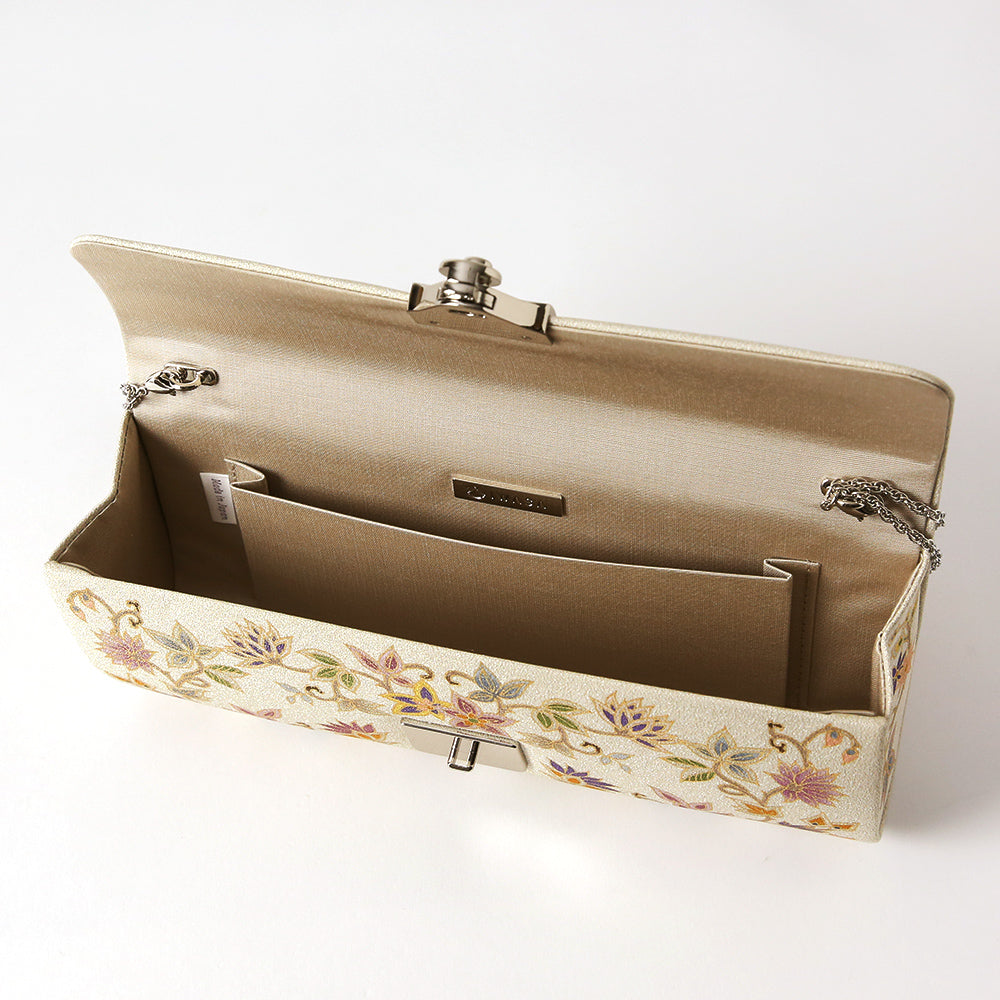 手描き友禅 ボタニカル更紗クラッチバッグ