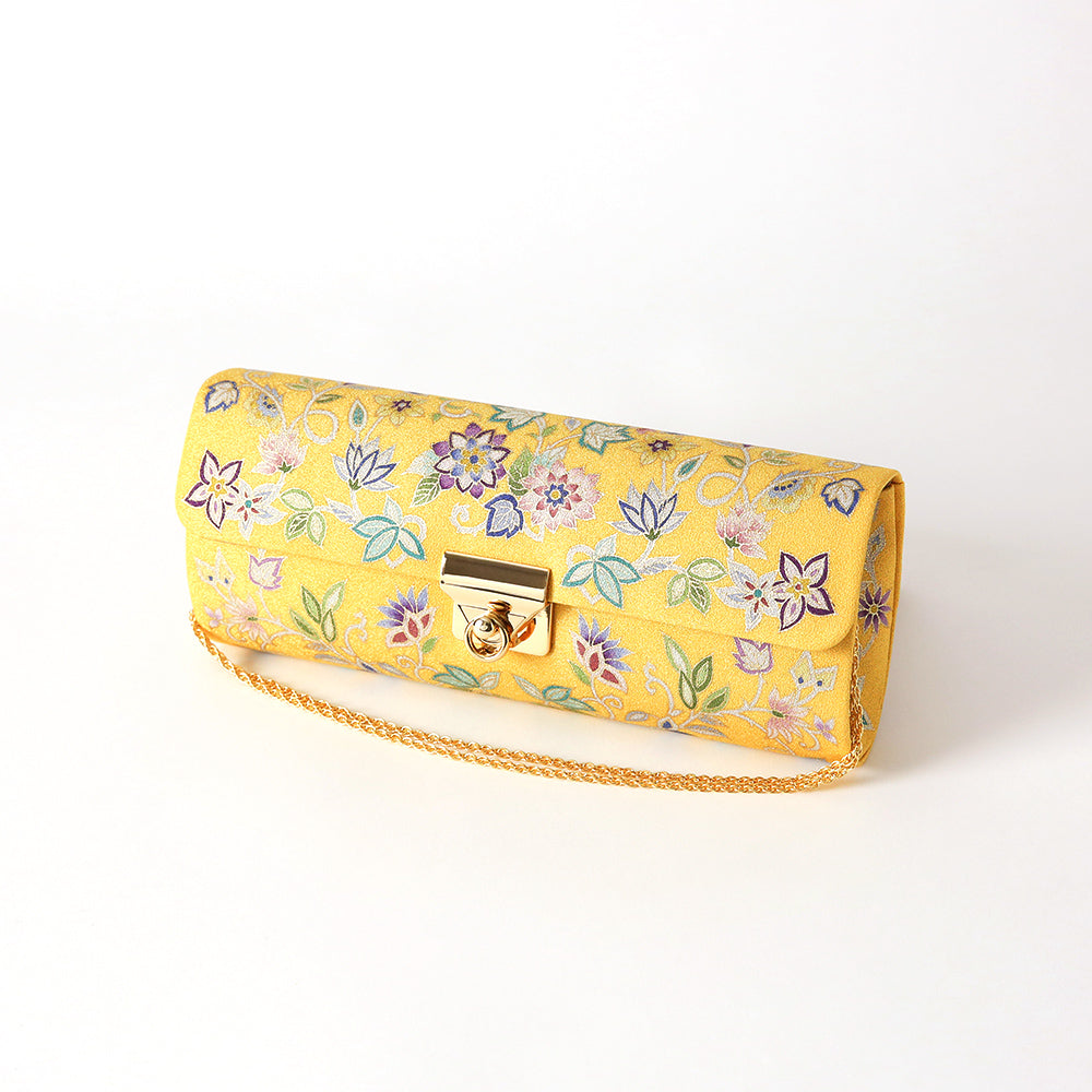 手描き友禅 ボタニカル更紗クラッチバッグ