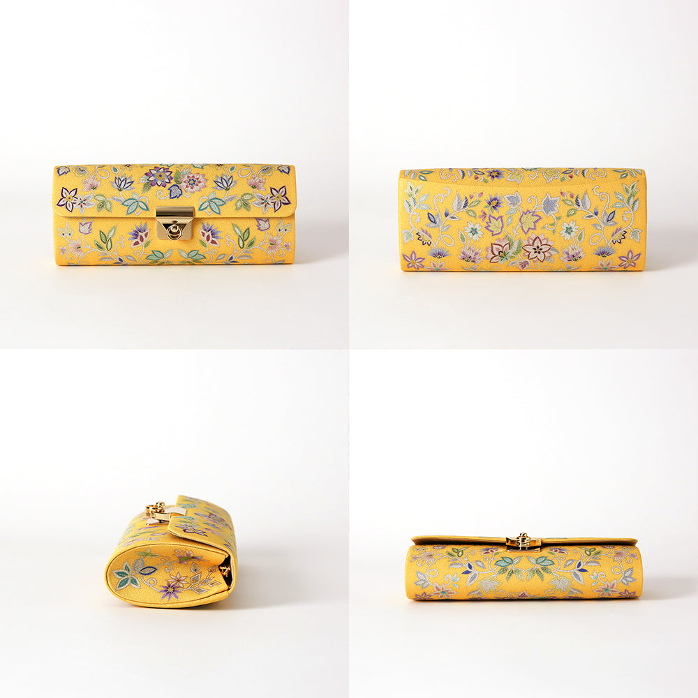 手描き友禅 ボタニカル更紗クラッチバッグ