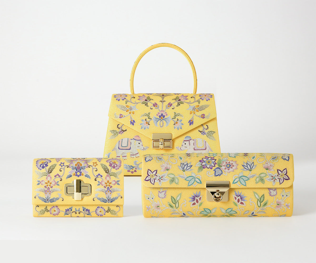 手描き友禅 ボタニカル更紗クラッチバッグ