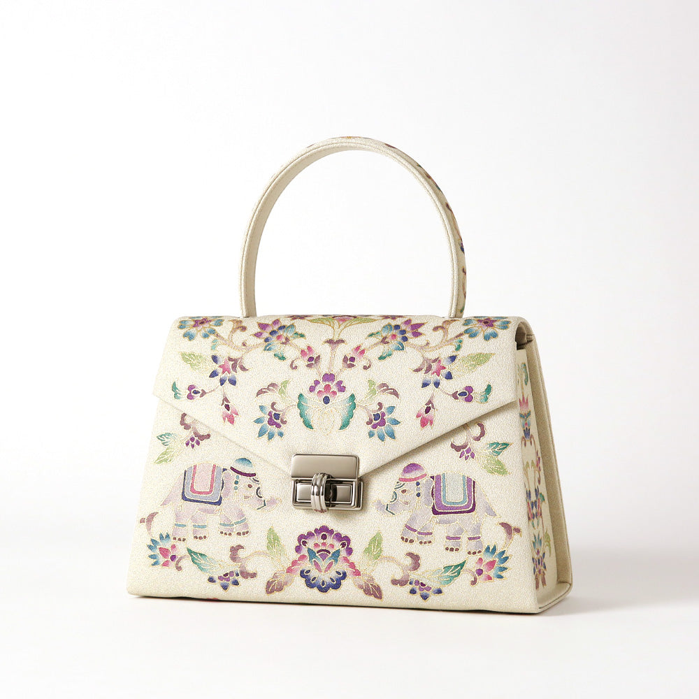 手描き友禅 象更紗トップハンドルバッグ 岩佐オフィシャルショップ<フォーマルバッグ・和装バッグ・草履>【公式サイト】