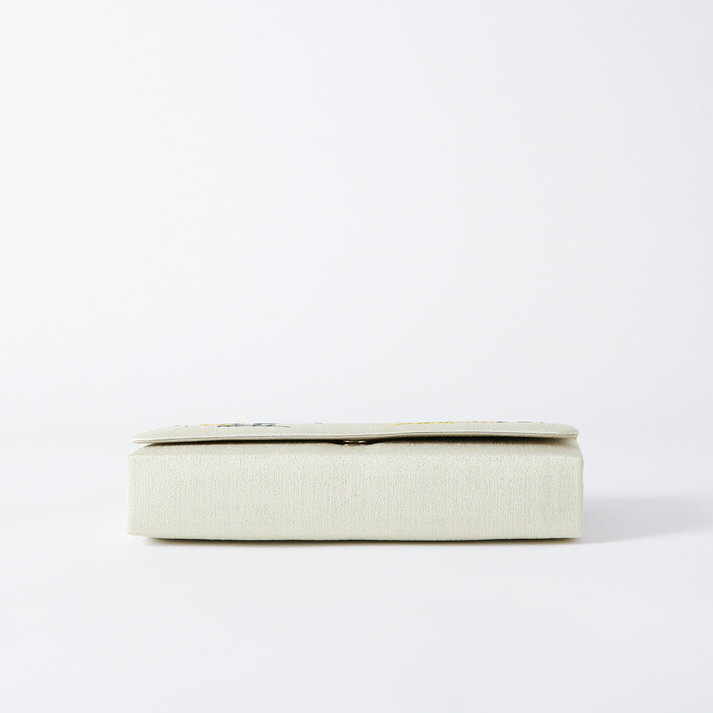 Clutch bag with mimosa embroidery | Sunao model