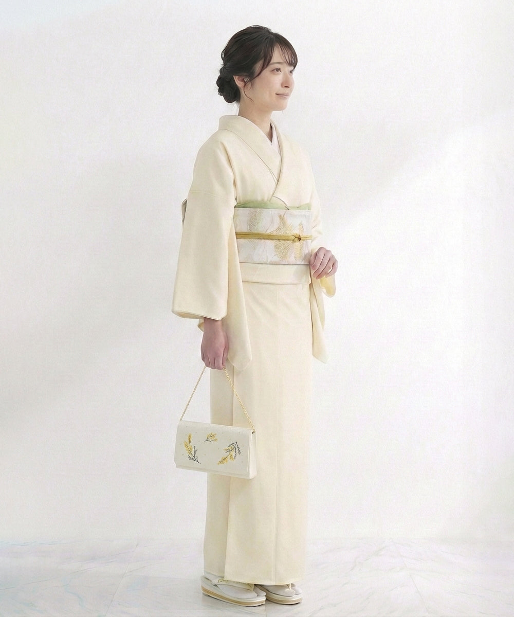 Clutch bag with mimosa embroidery | Sunao model