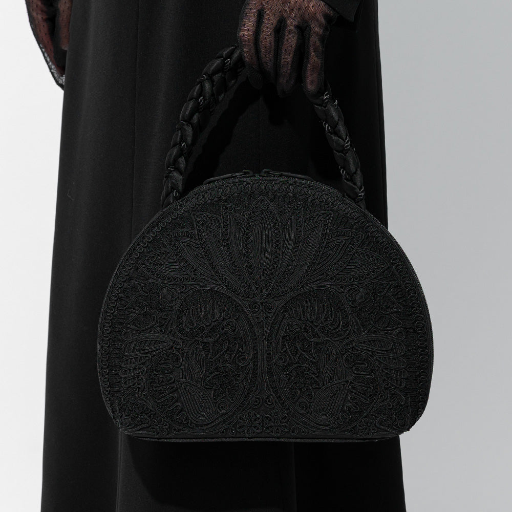 Cord embroidery handbag