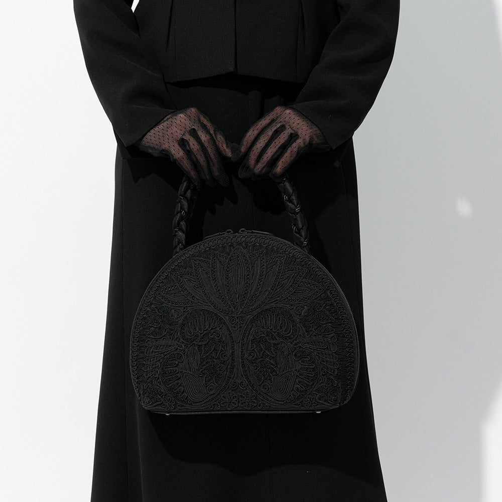 Cord embroidery handbag