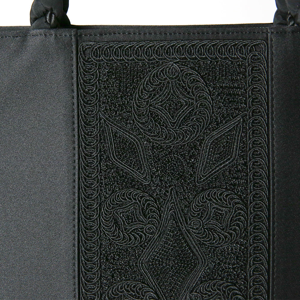 Cord embroidery braided hand formal tote bag