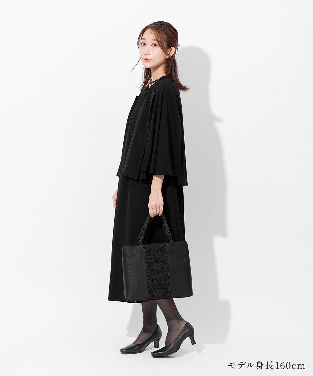 Cord embroidery braided hand formal tote bag
