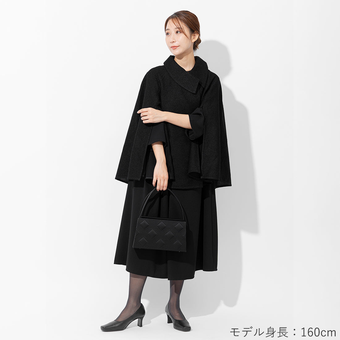 斜め格子柄上部開閉フォーマルバッグ