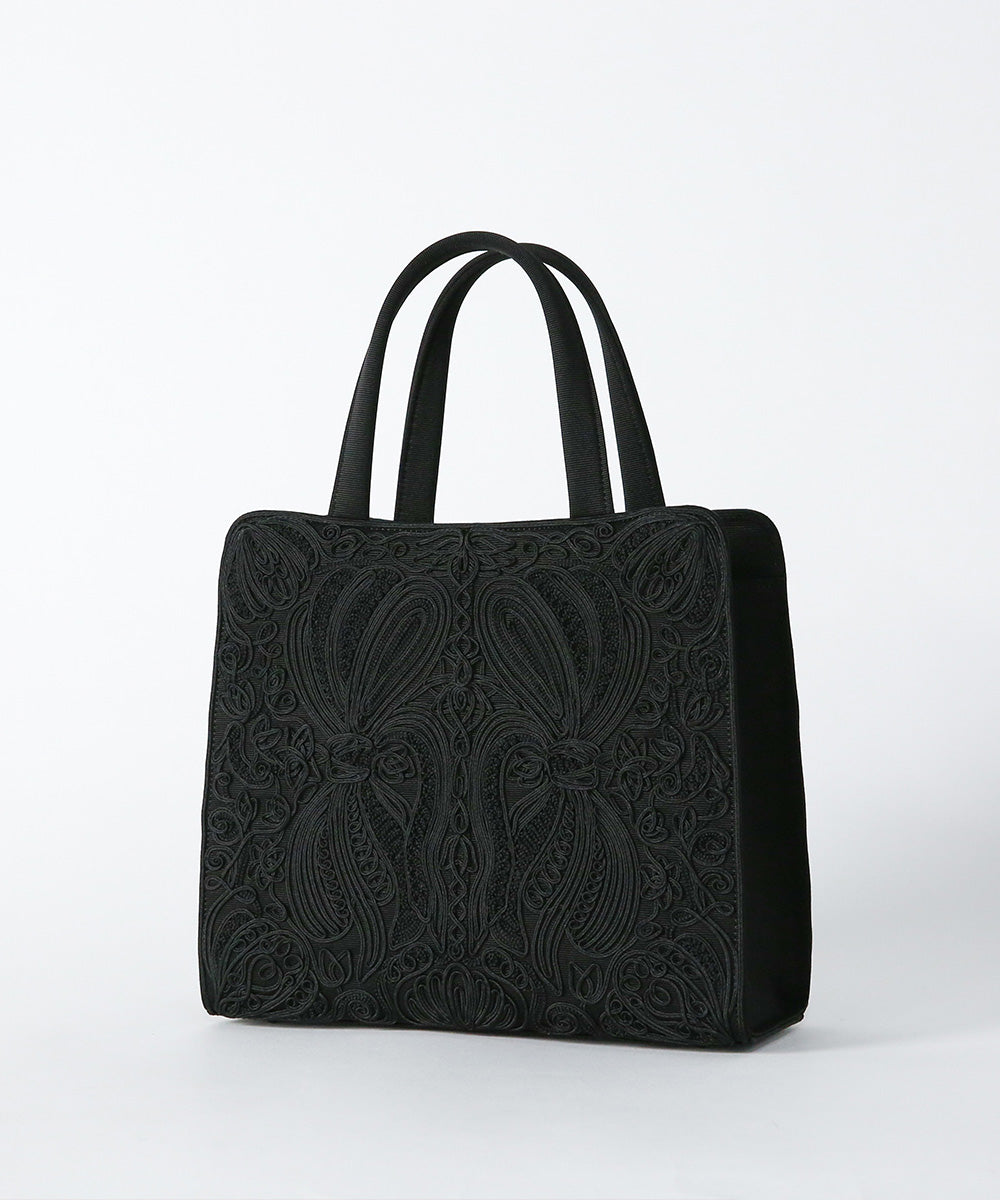 Inner magnetic cord embroidery tote formal bag