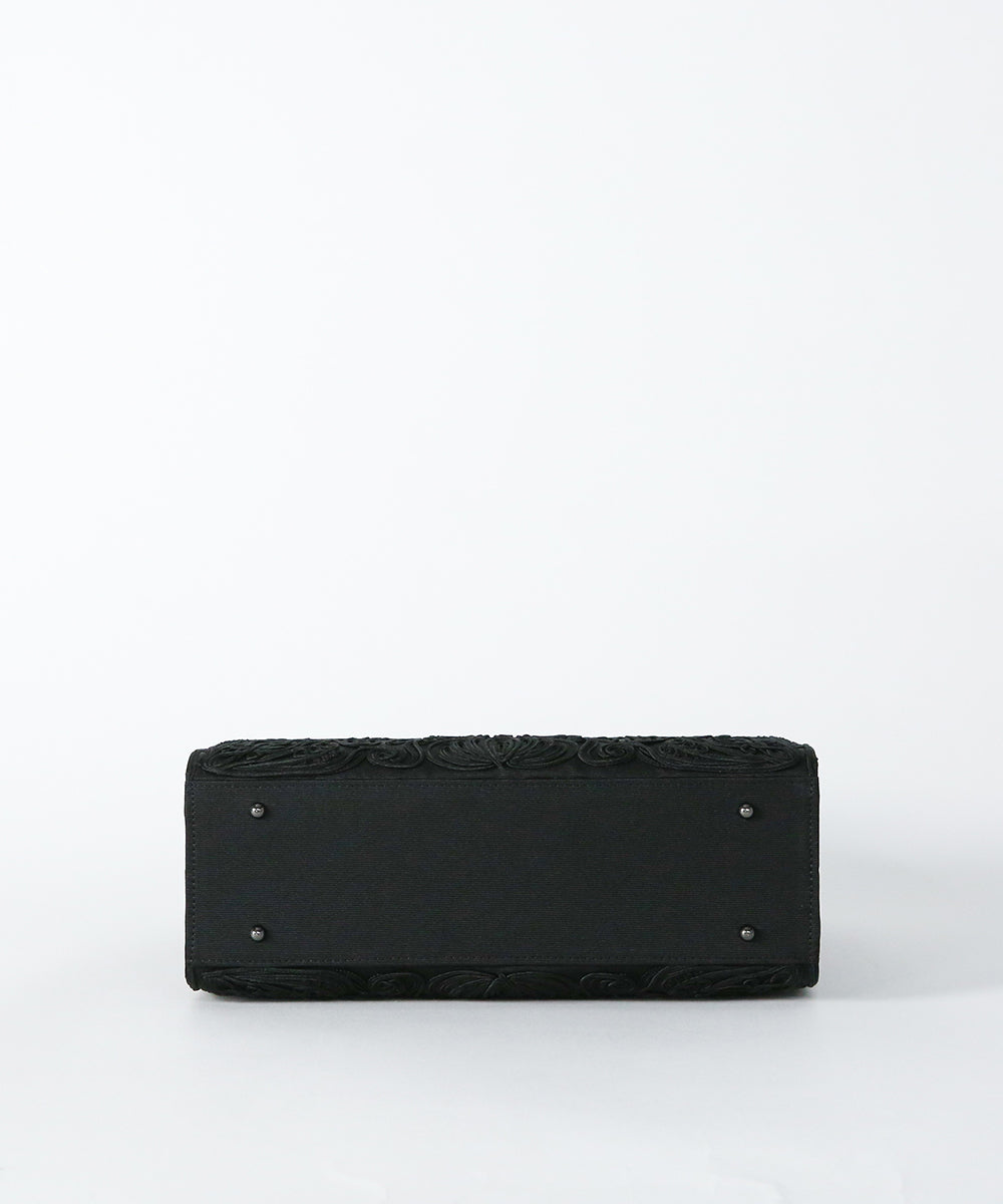 Inner magnetic cord embroidery tote formal bag