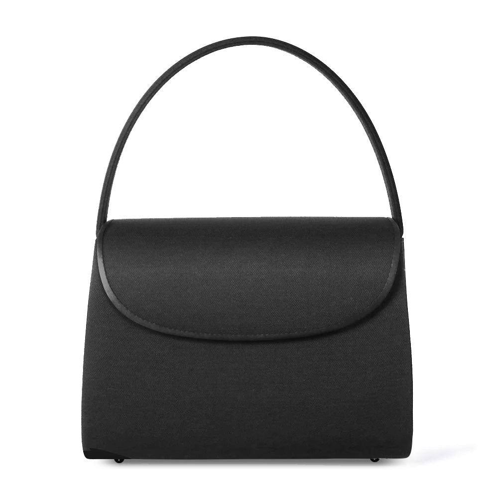 Yonezawa woven formal bag with built-in magnet and fluffy handle