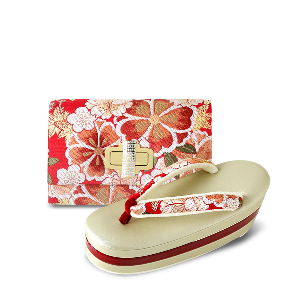 振袖用草履バッグセット 「桜花組亀甲」