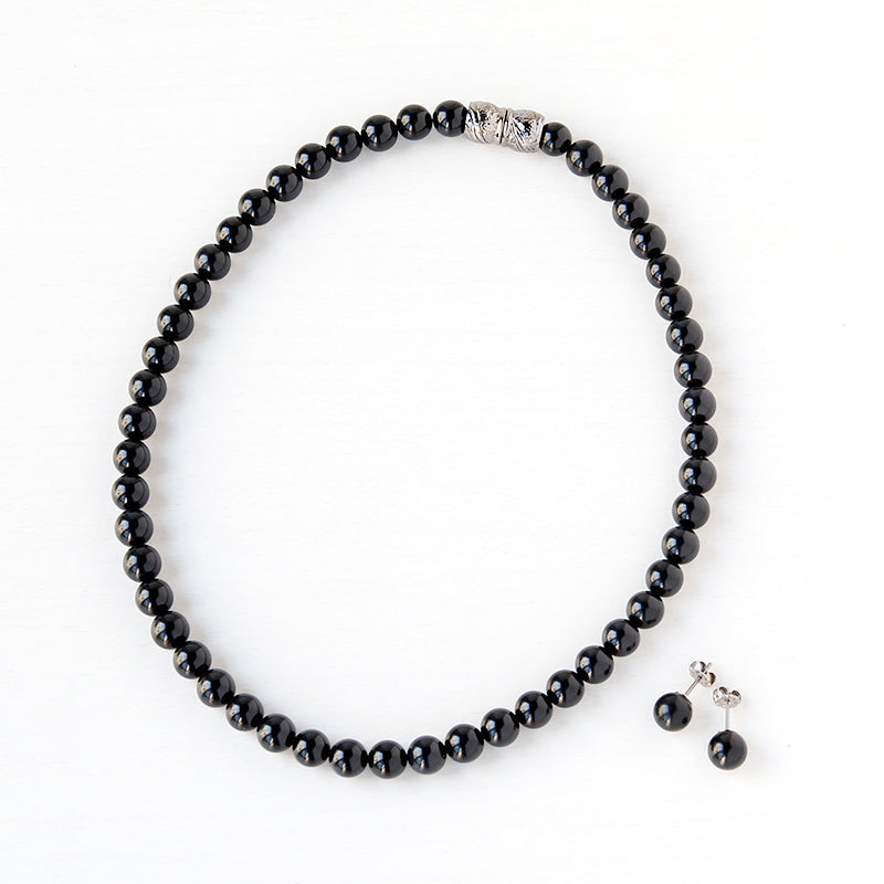 天然8mmジェット ネックレス&イヤリング(ピアス) 2点セット 岩佐オフィシャルショップ<フォーマルバッグ・和装バッグ・草履>【公式サイト】
