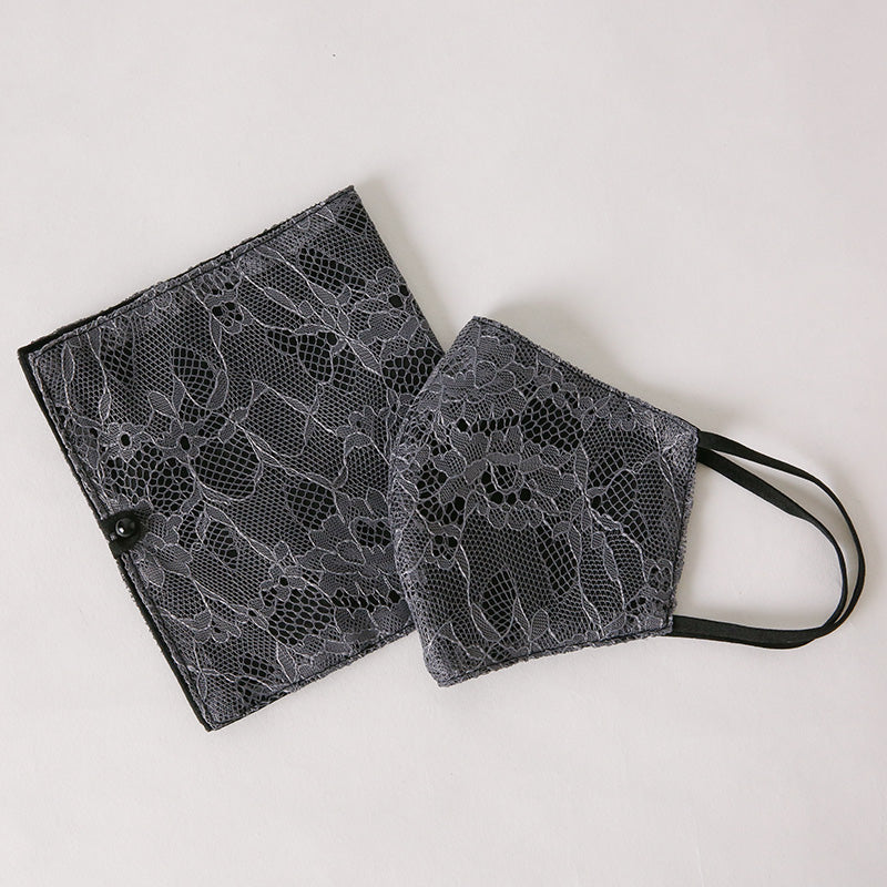 洗えるエレガントマスクケース(ラッセルレース/グレー) 岩佐オフィシャルショップ<フォーマルバッグ・和装バッグ・草履>【公式サイト】