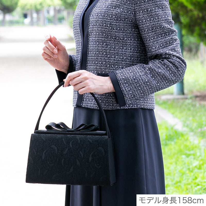 YUMI KATSURA|ダブルリボンジャカードブラックバッグ