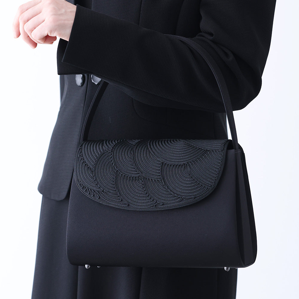 Cord embroidery formal bag with built-in magnet