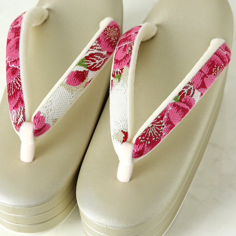 振袖用草履バッグセット 「八重桜重ね」