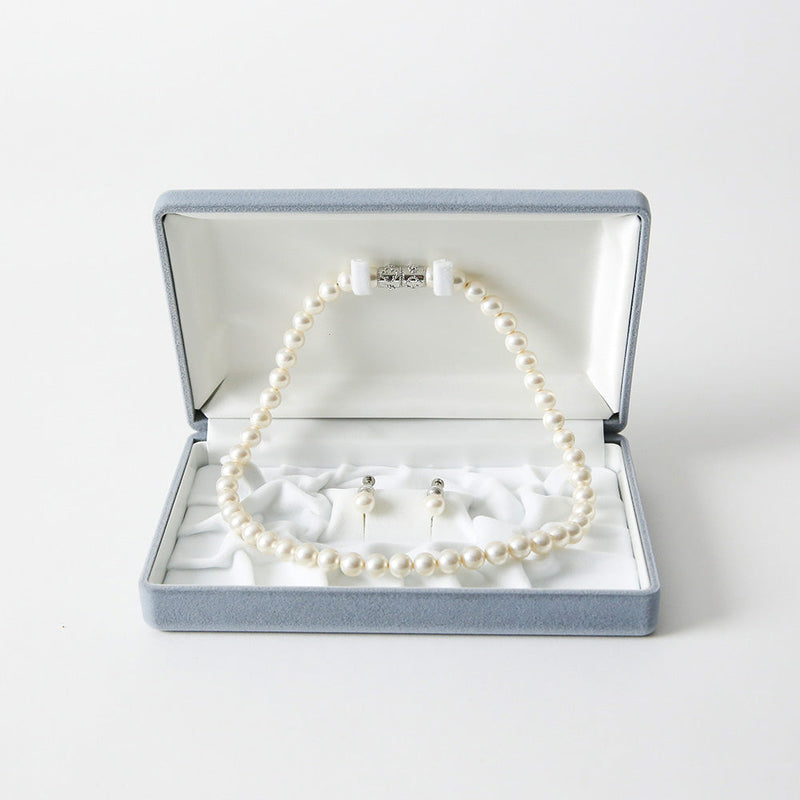 【セット割】天然8MMジェット ネックレス&イヤリング(ピアス) 2点セット