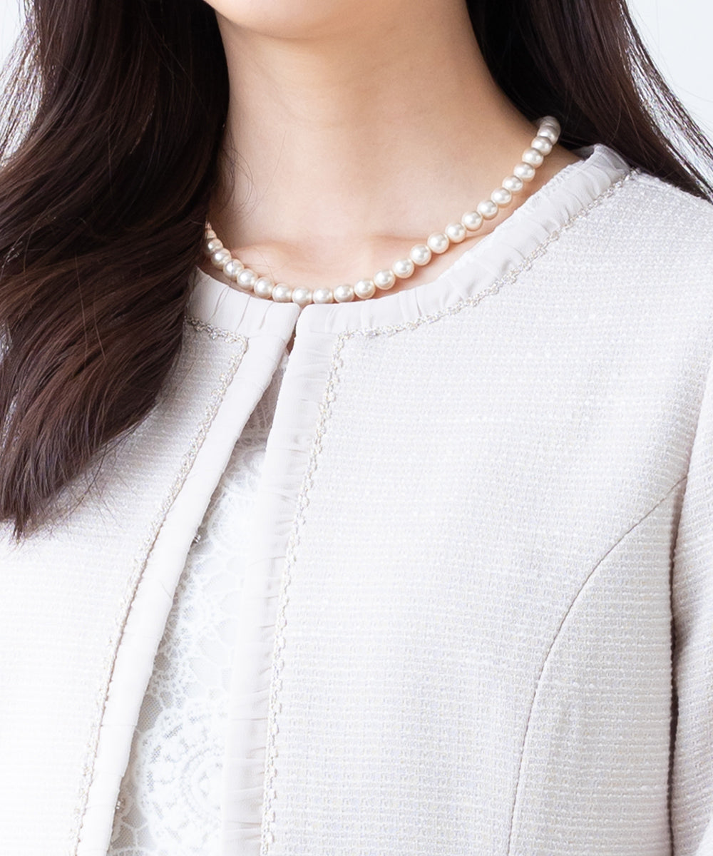 [Magnetic specifications] Shell pearl necklace/earring set《8mm beads/42cm》