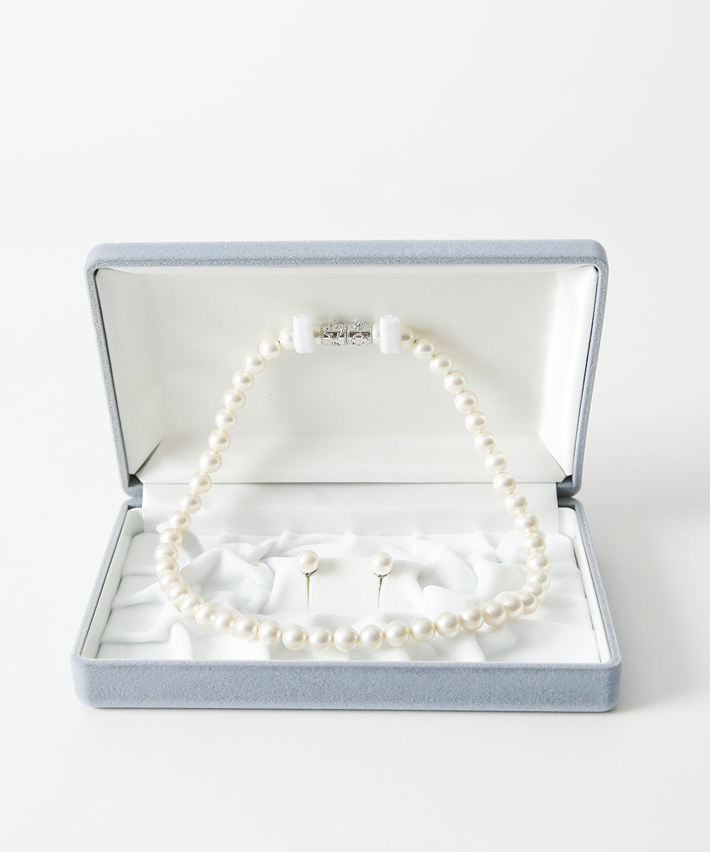 [Magnetic specifications] Shell pearl necklace/earring set《8mm beads/42cm》