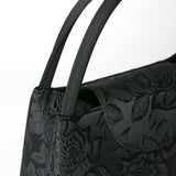 Rose print jacquard tote bag with tassel