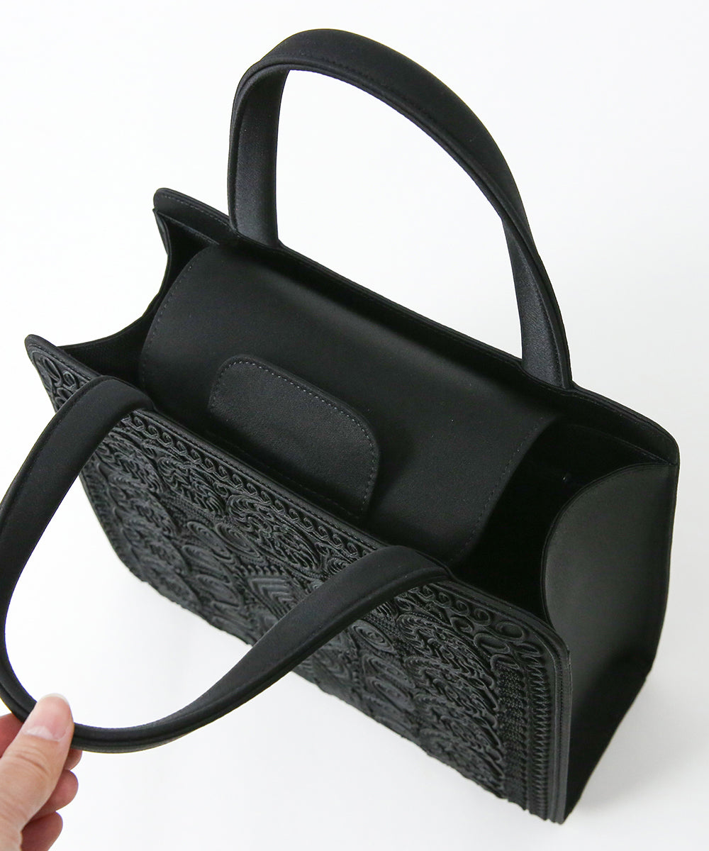 装飾付きブラッククフォーマルバッグ BOOK TOTE アラベスク