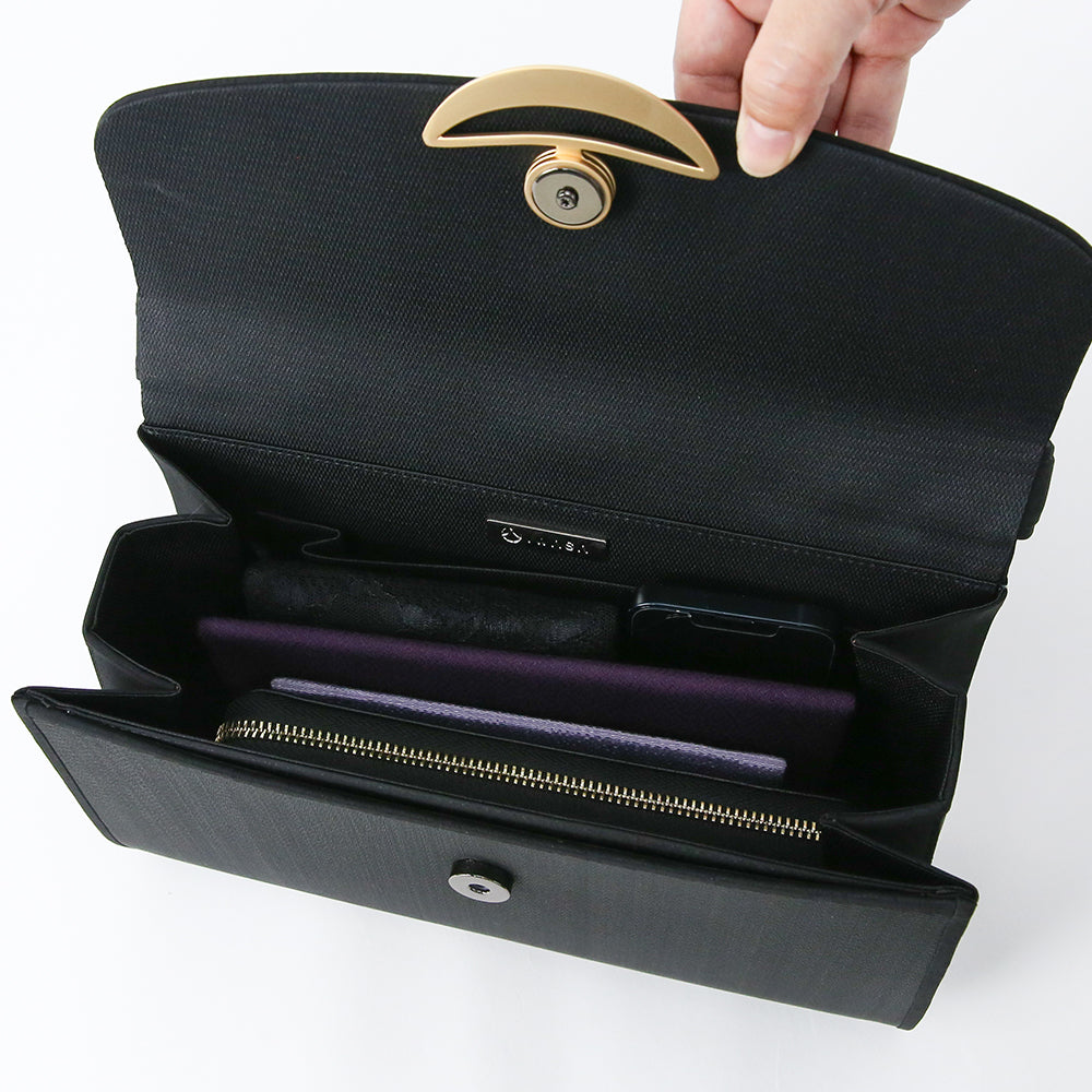 ホースヘアフォーマルバッグ<慶弔兼用ゴールド金具付き/横長タイプ>