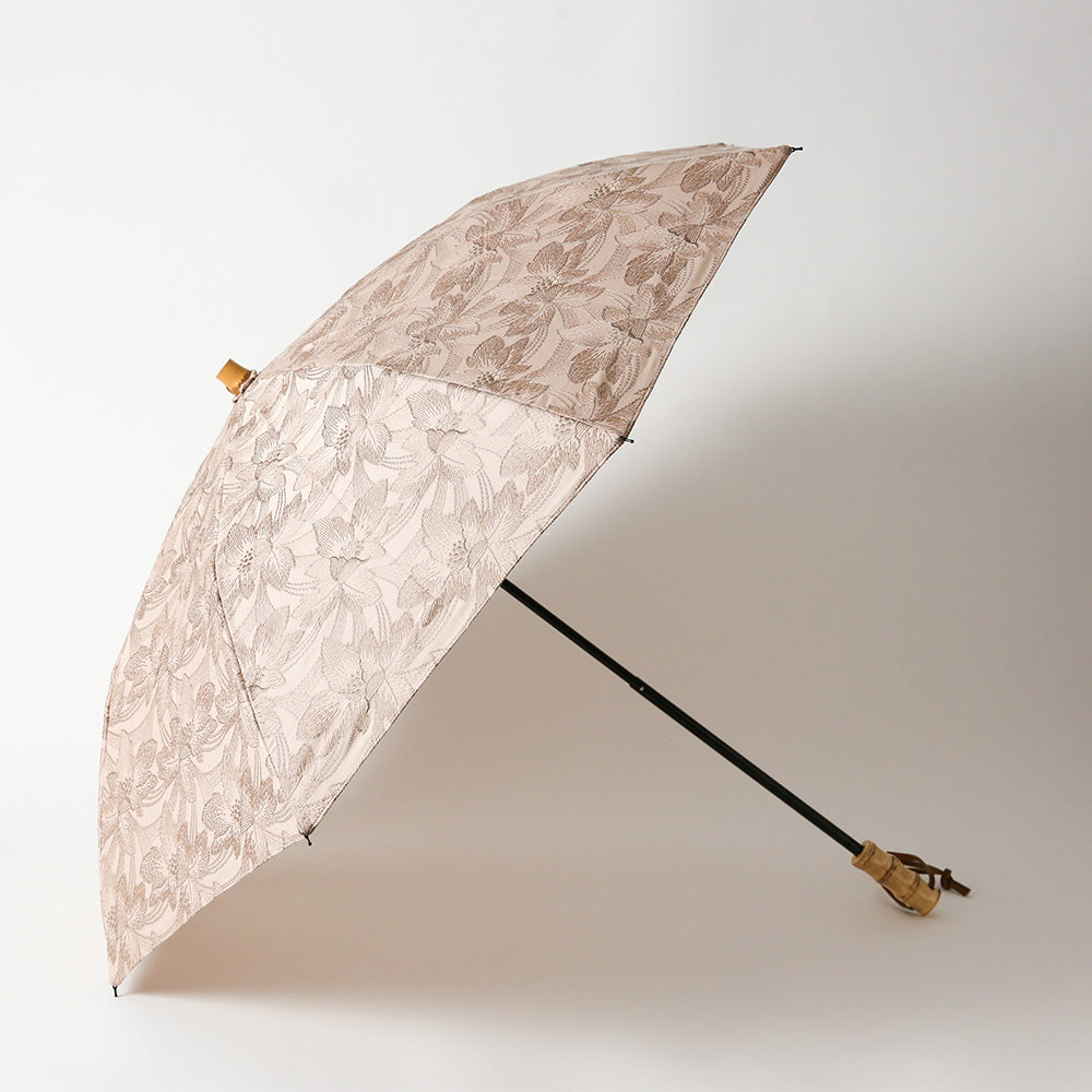 Floral embroidered folding parasol