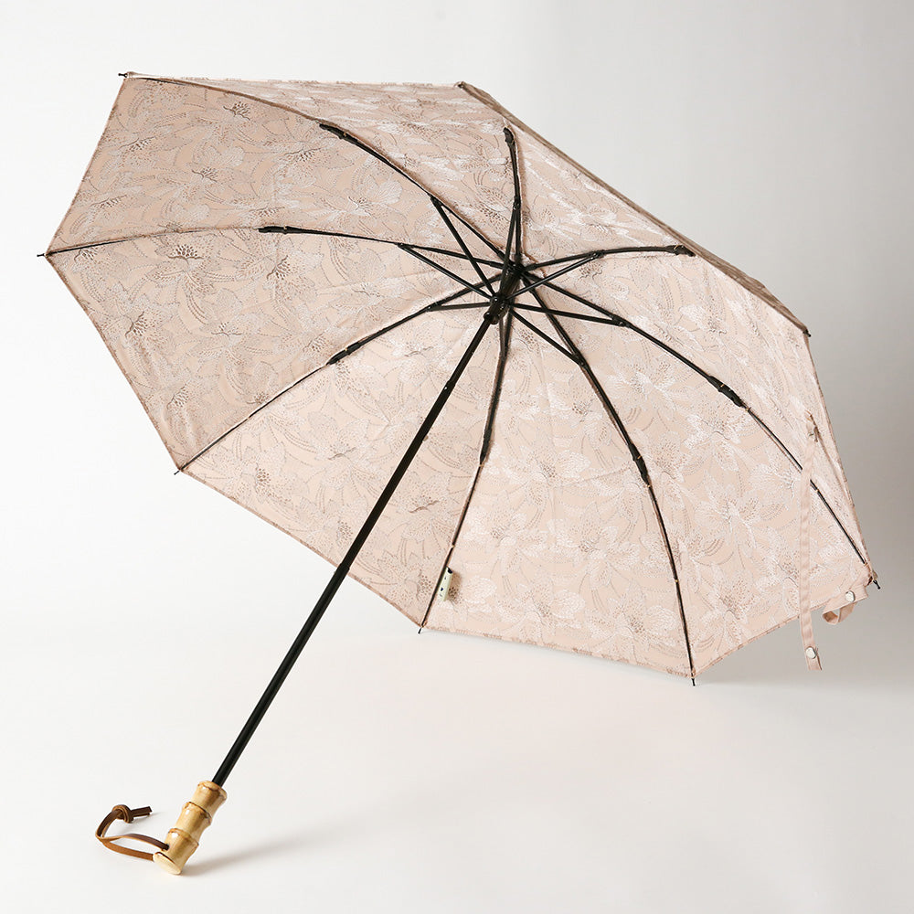Floral embroidered folding parasol