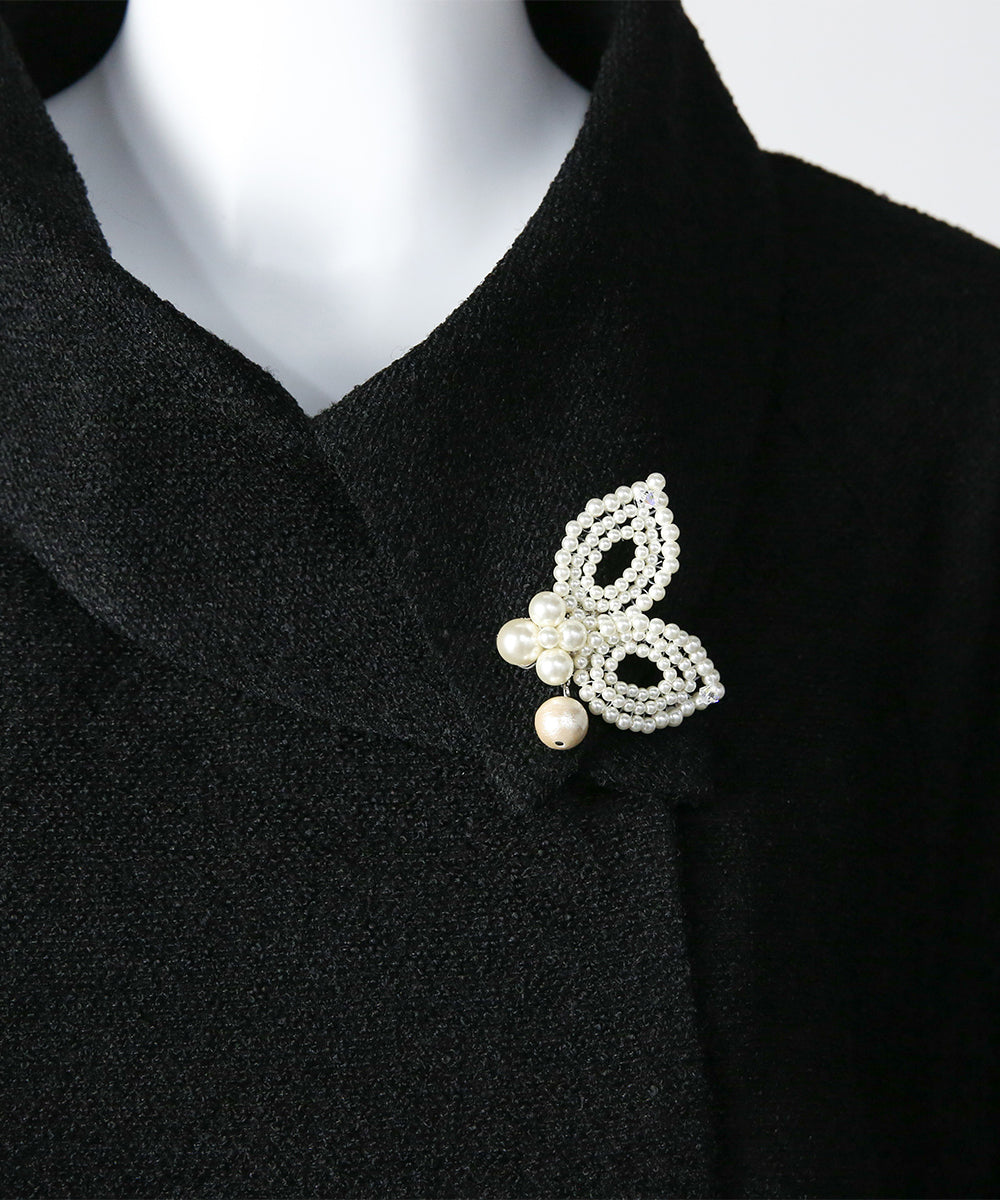 パールビジューデザインブローチ　華