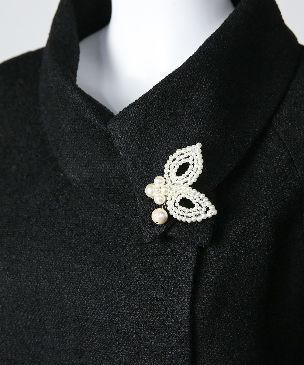 パールビジューデザインブローチ　華