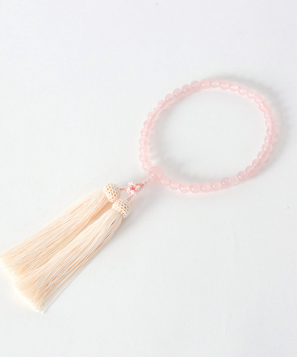 ローズクォーツ片手共仕立弥勒房念珠