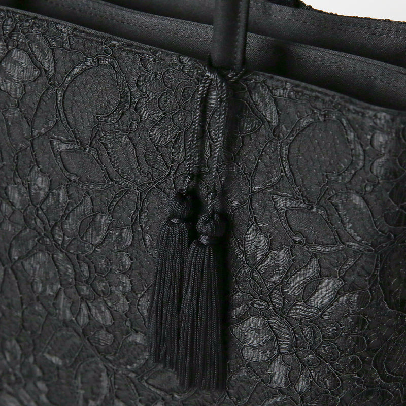 Cord lace double layer bag with tassels M
