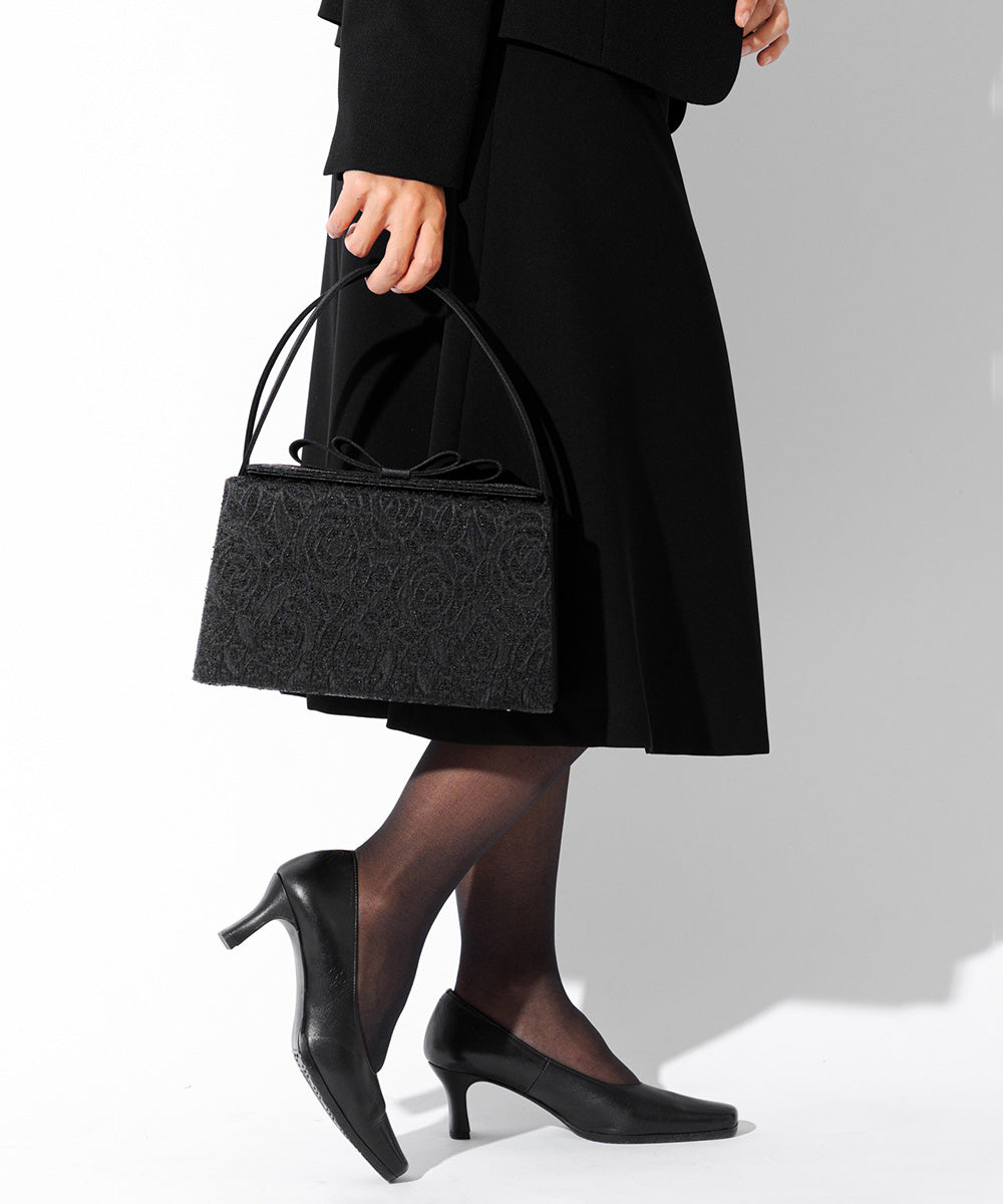 YUMI KATSURA｜ダブルリボンジャカードブラックバッグ
