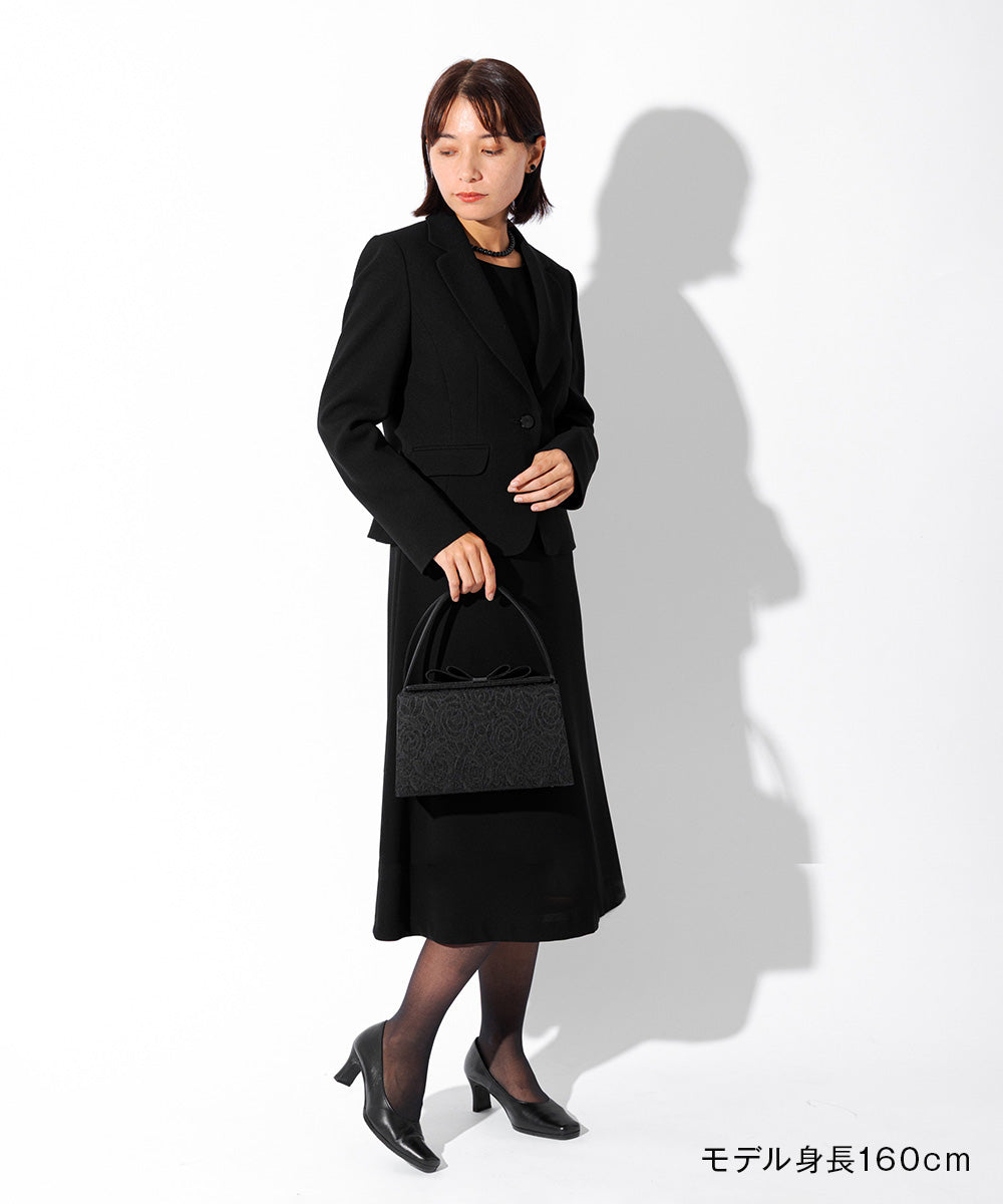 YUMI KATSURA｜ダブルリボンジャカードブラックバッグ