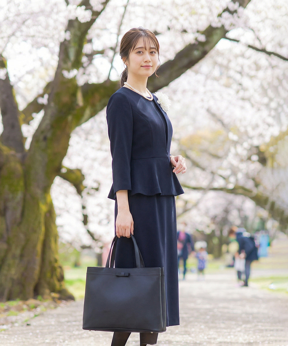 A4サイズ対応】お受験濃紺二層式トートバッグ