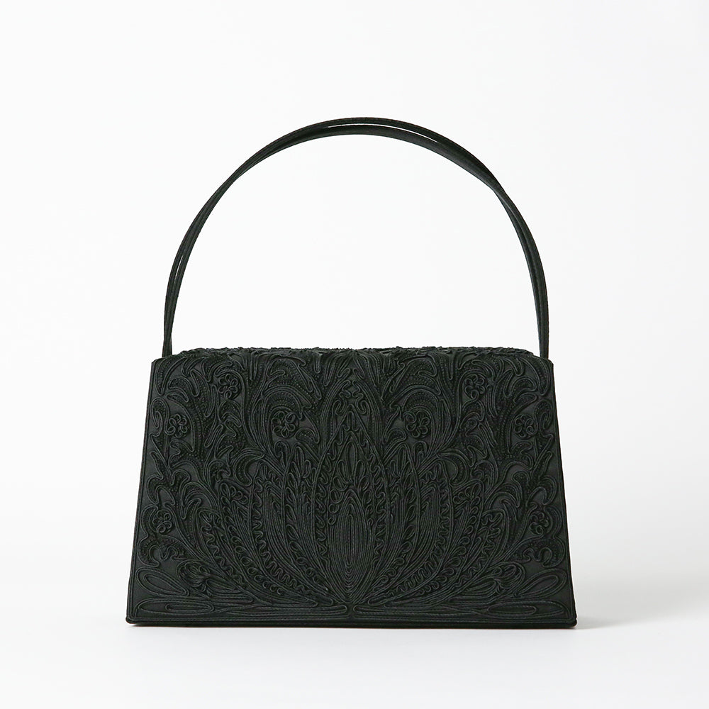 Cord embroidery top closure formal bag