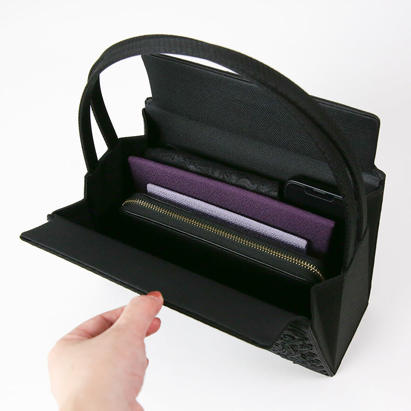 コード刺繍上部開閉フォーマルバッグ