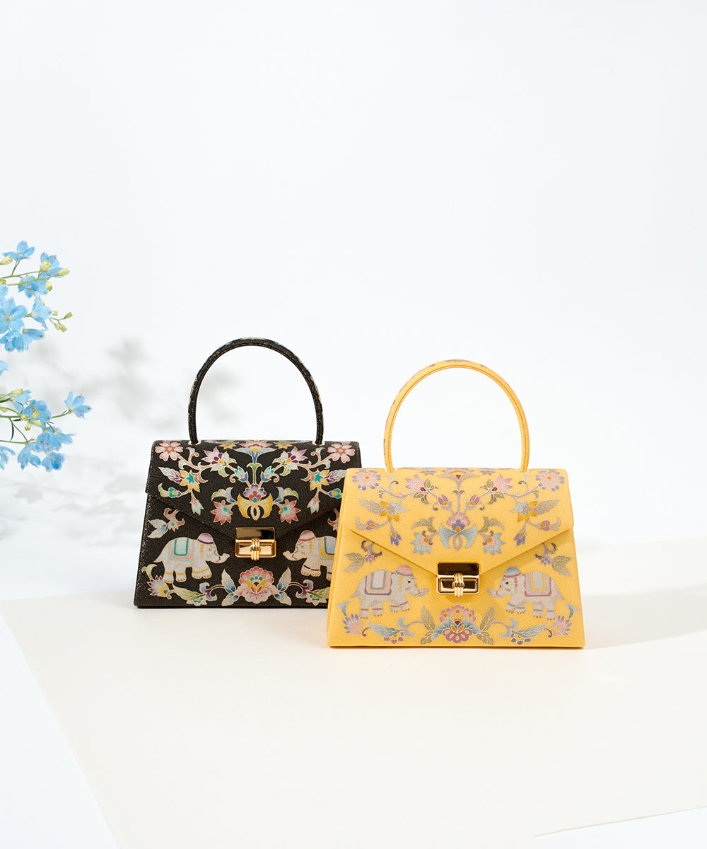 手描き友禅　象更紗トップハンドルバッグ