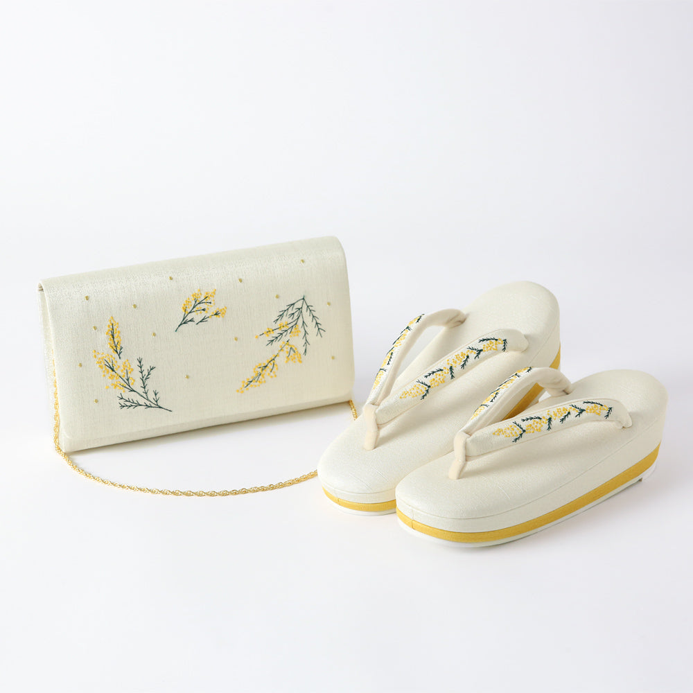 [Set] Mimosa embroidered sandals and clutch bag | Sunao model