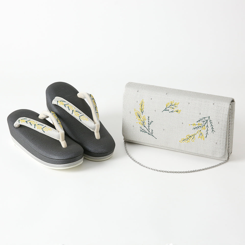 [Set] Mimosa embroidered sandals and clutch bag | Sunao model