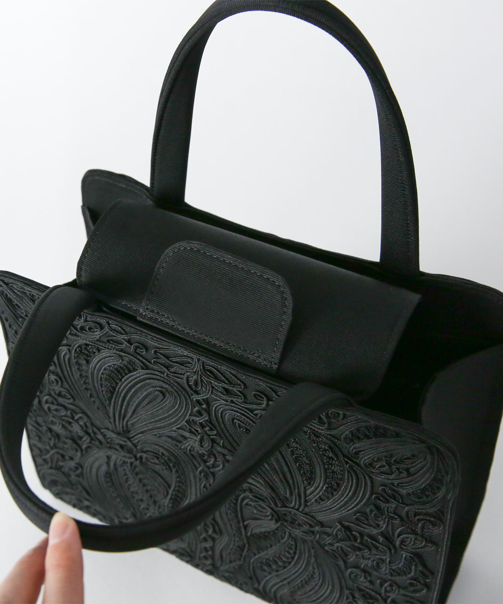 Inner magnetic cord embroidery tote formal bag