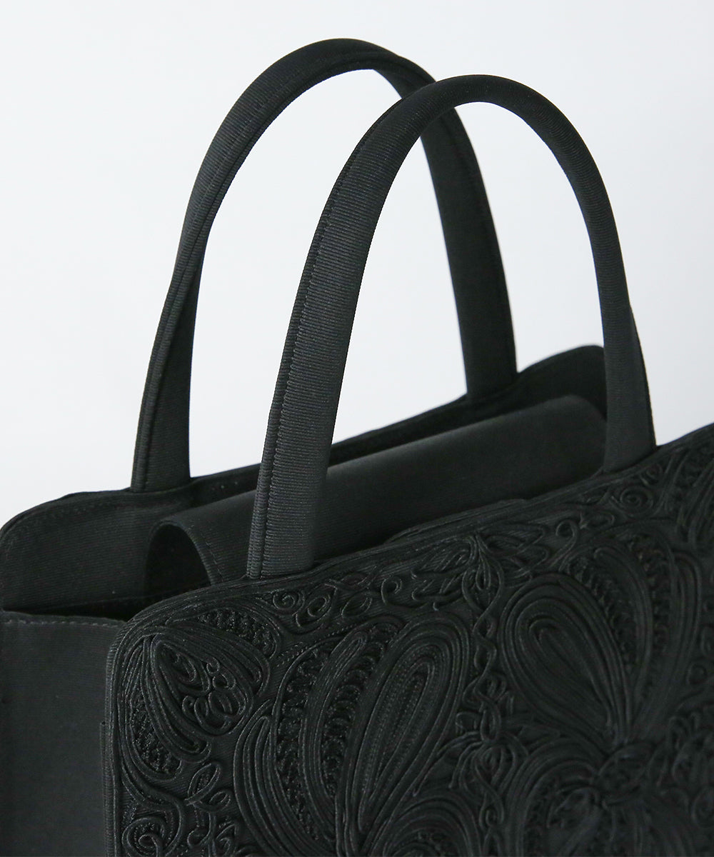 Inner magnetic cord embroidery tote formal bag
