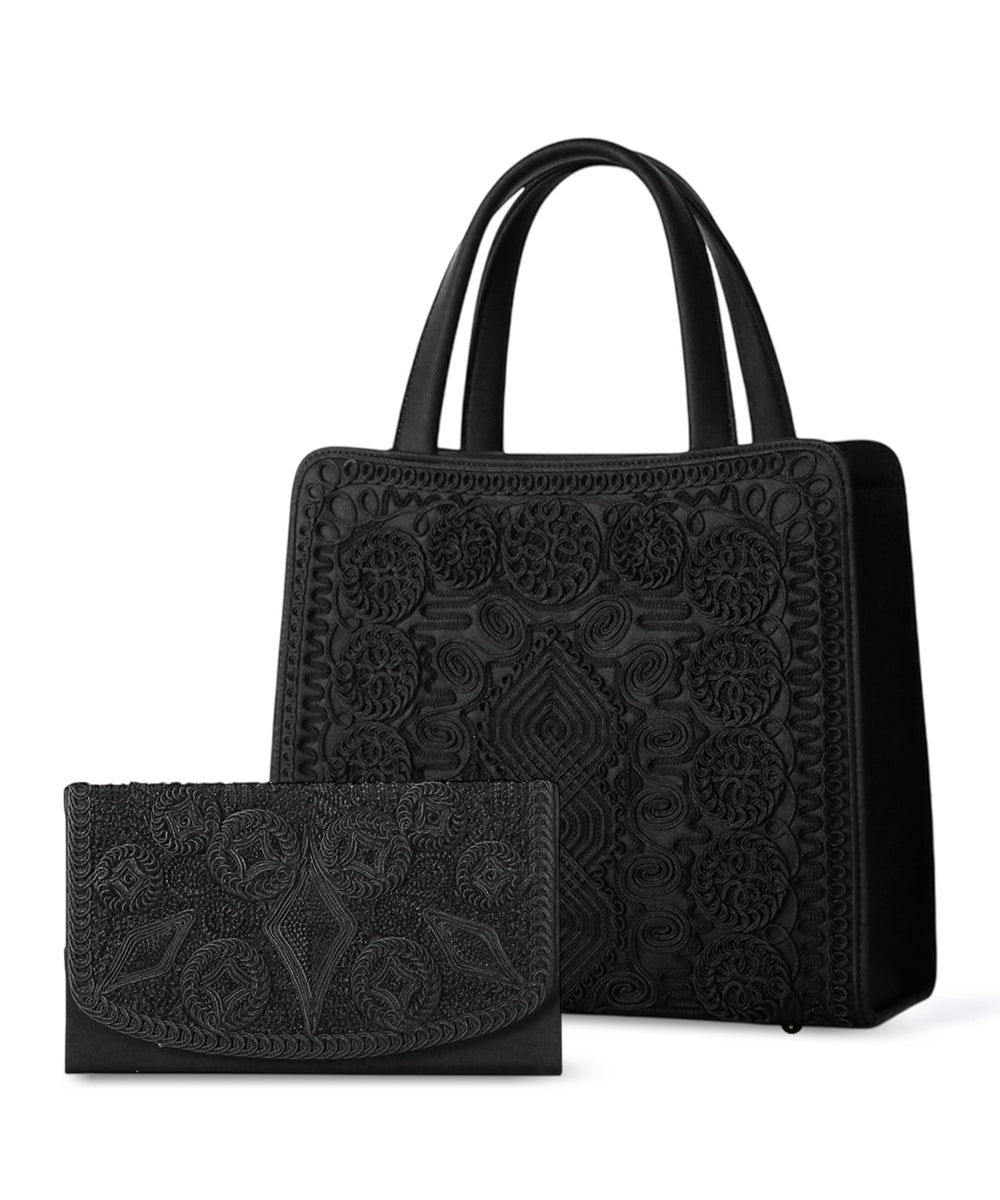 Inner magnetic cord embroidery tote formal bag